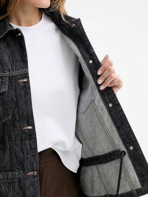 AllSaints kurtka jeansowa bawełniana DENBY kolor granatowy przejściowa W100PD