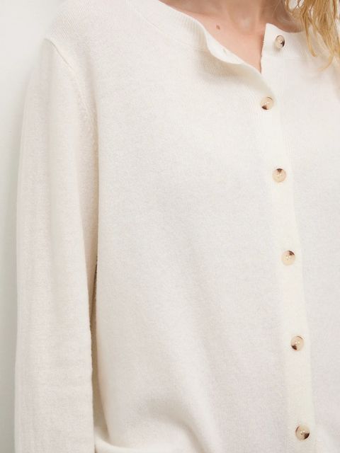 Answear.LAB kardigan z wełny merino z szalem damski kolor beżowy lekki