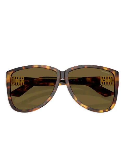Miu Miu Eyewear tortoiseshell logo-plaque sunglasses - Green