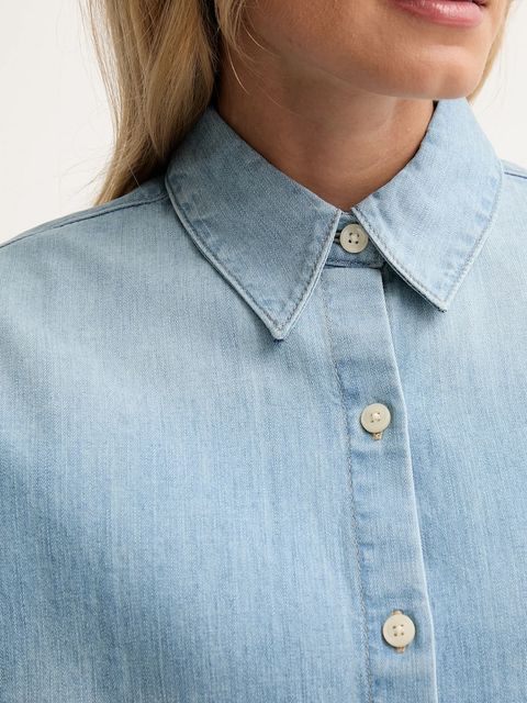 Calvin Klein Jeans koszula jeansowa damska kolor niebieski regular z kołnierzykiem klasycznym LV047D752G