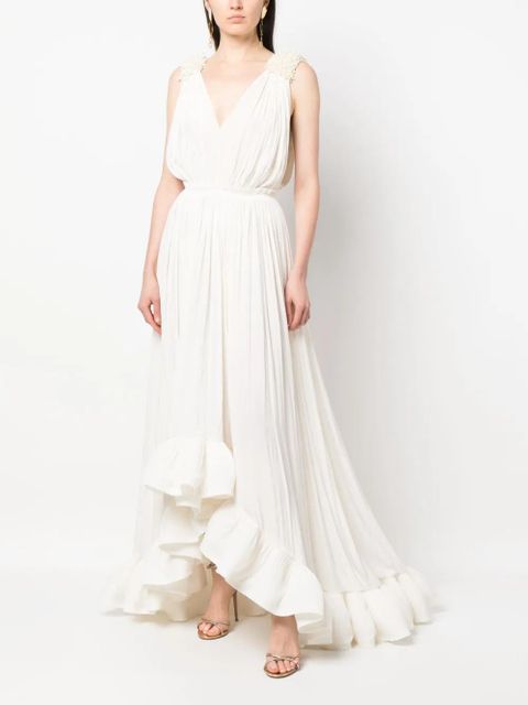 Lanvin sleeveless ruffle-hem dress - White - zdjęcie produktu nr 2