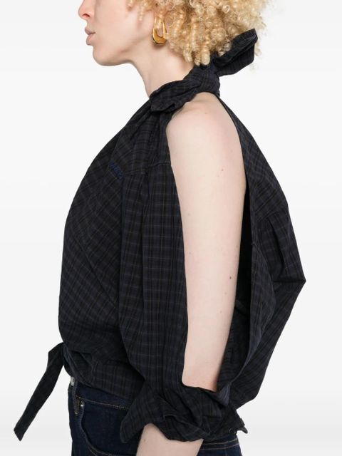 Alexander Wang knotted plaid shirt - Blue