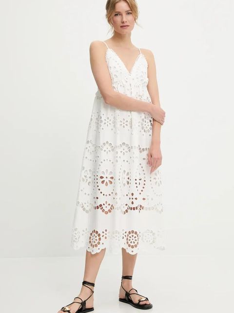 Answear.LAB sukienka bawełniana kolor biały mini rozkloszowana