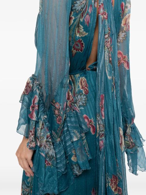 ETRO ruffled floral-print maxi dress - Blue