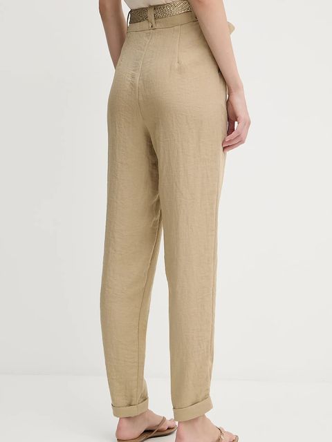 Morgan spodnie damskie kolor beżowy proste high waist PAVIK - zdjęcie produktu nr 2