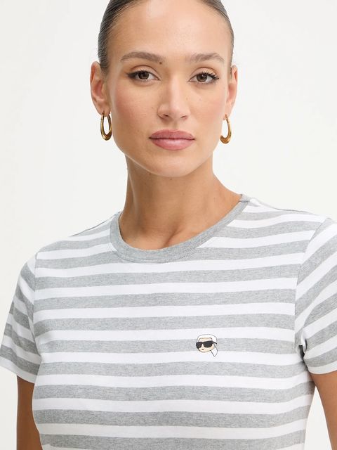 Karl Lagerfeld t-shirt bawełniany IKON damski kolor szary B1W17037