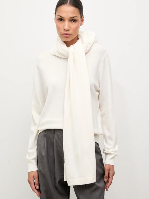 Answear.LAB sweter z wełny merino z szalem damski kolor beżowy lekki