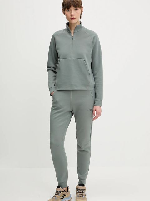 Helly Hansen spodnie dresowe HP TECH damskie kolor zielony gładkie 34492 - zdjęcie produktu nr 2