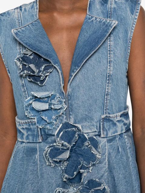 GANNI flower-appliqué sleeveless mini dress - Blue