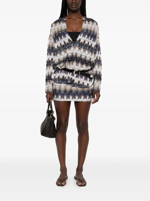 Missoni zigzag-knit metallic mini skirt - Blue - zdjęcie produktu nr 2