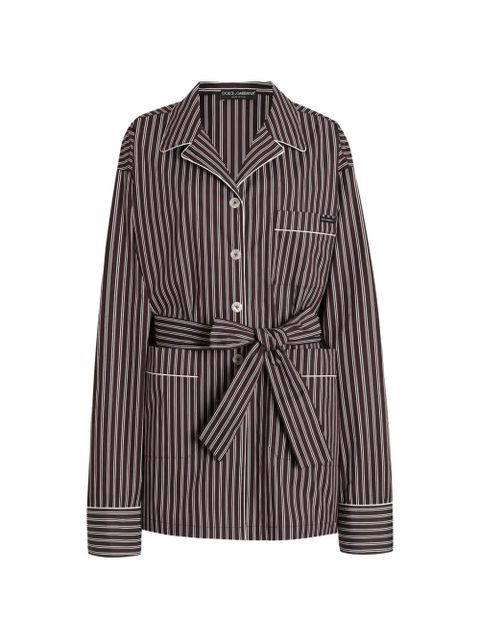 Dolce & Gabbana striped poplin vanity shirt - Brown - zdjęcie produktu nr 1