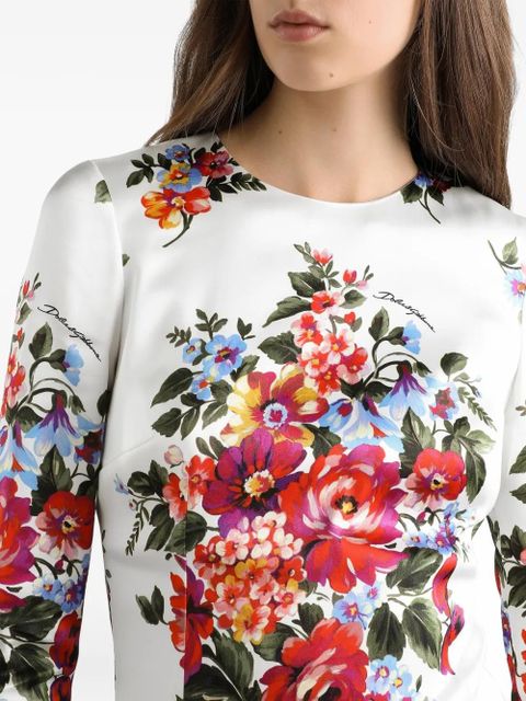 Dolce & Gabbana floral-print split midi dress - White