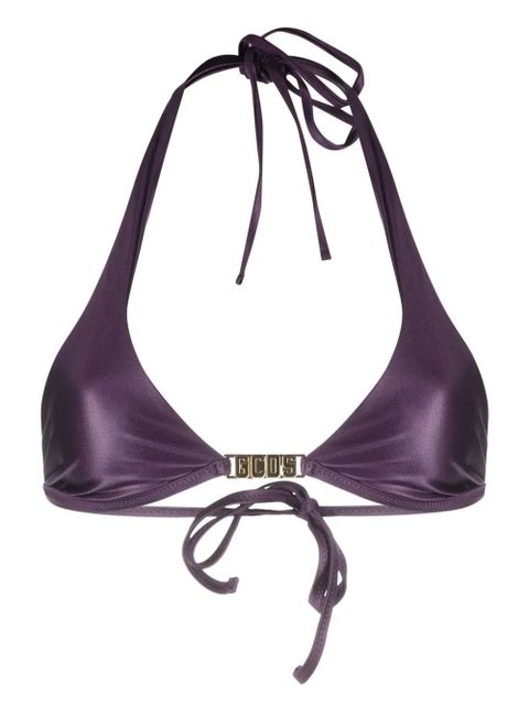 GCDS logo-plaque halterneck bikini top - Purple - zdjęcie produktu nr 1