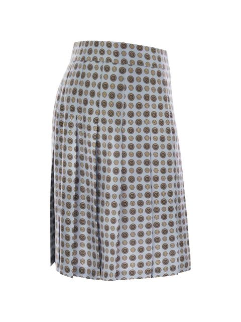 Max Mara pleated patterned Madison silk skirt - Blue