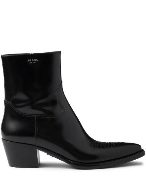 Prada brushed-finish leather boots - Black - zdjęcie produktu nr 1