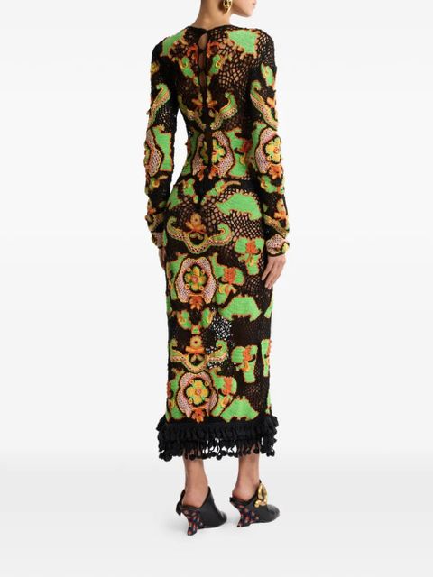 ETRO floral-detail crochet midi dress - Black