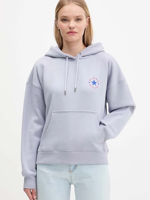 Guess Jeans bluza damska kolor fioletowy z kapturem z nadrukiem W5BQ24 KC811