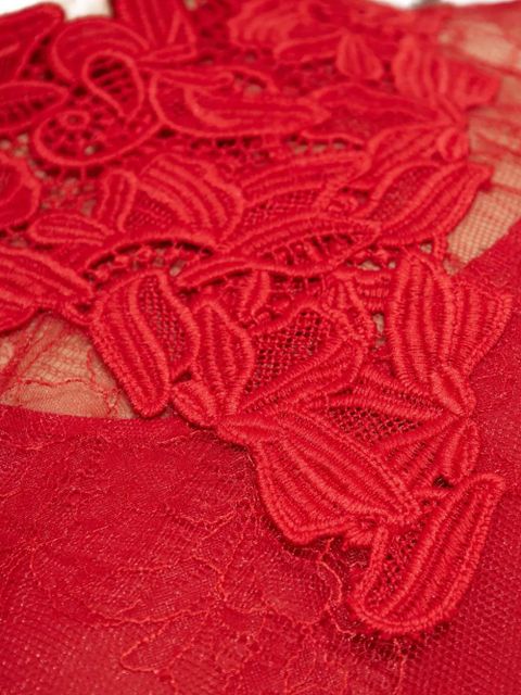 Blumarine lace-insert high-neck dress - Red