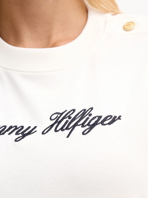 Tommy Hilfiger t-shirt bawełniany damski kolor beżowy WW0WW47819