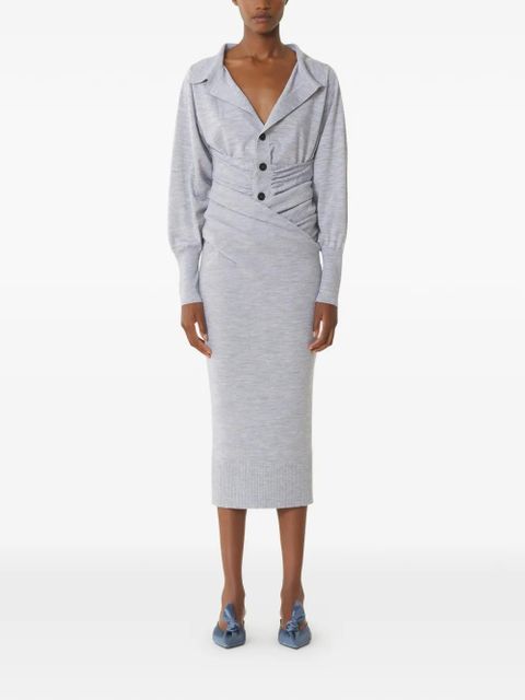 Lanvin draped wrap-effect midi skirt - Grey - zdjęcie produktu nr 2
