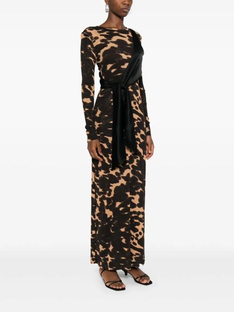 Nanushka long-sleeved tie-waist maxi dress - Brown