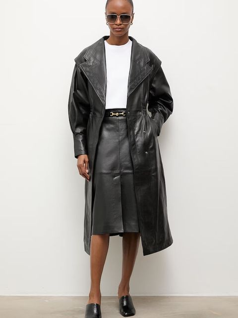 Answear.LAB spódnica z rozcięciem skórzana SORA - zdjęcie produktu nr 1