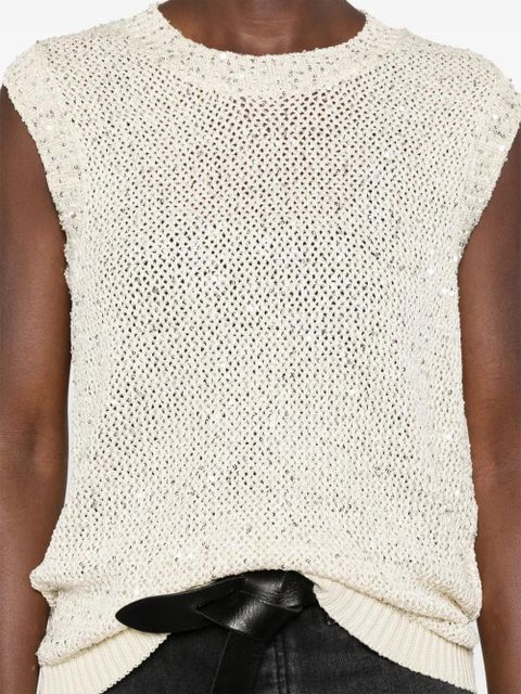 Golden Goose Melyssa sequin-embellished knitted top - Neutrals