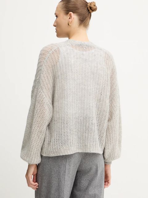 BOSS Orange kardigan z domieszką wełny damski kolor szary lekki 50545878 - zdjęcie produktu nr 2