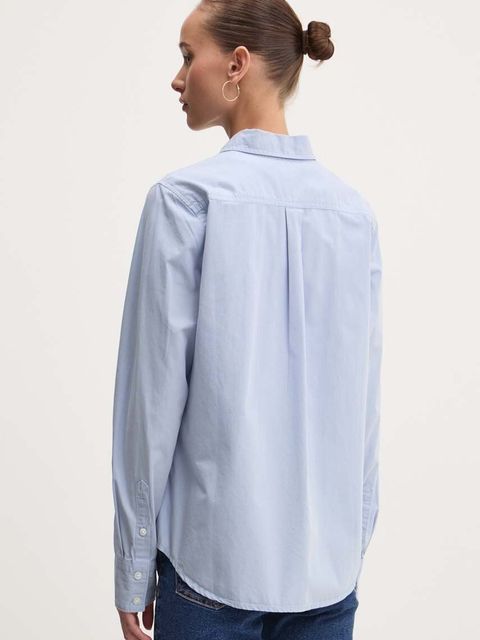 Guess Jeans koszula bawełniana damska kolor niebieski regular z kołnierzykiem klasycznym W4YH68 WGCF1