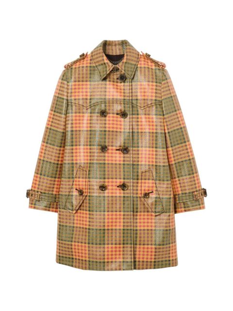 Burberry short Check coated raffia-effect Summerside trench coat - Orange - zdjęcie produktu nr 1