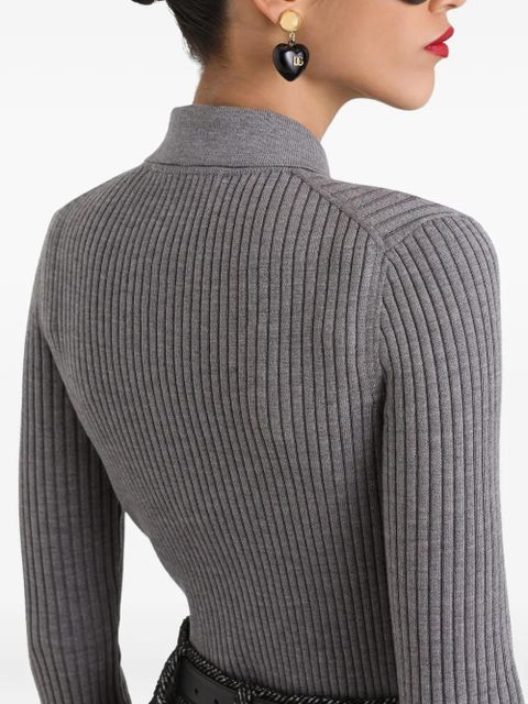 Dolce & Gabbana ribbed polo top - Grey