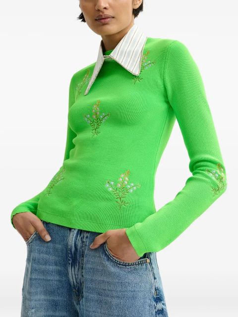 Essentiel Antwerp floral-embroidered sweater - Green