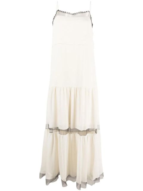 TWINSET tulle-panel long dress - Neutrals - zdjęcie produktu nr 1