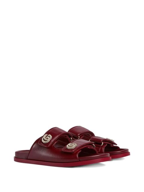 Gucci double-strap crystal-embellished sandals - Red
