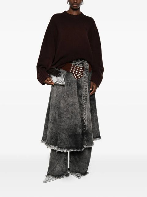 The Attico asymmetric ribbed-knit sweater - Brown - zdjęcie produktu nr 2