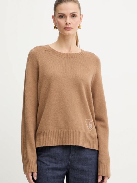 Liu Jo sweter z dodatkiem wełny damski kolor brązowy MF5444 MS76L - zdjęcie produktu nr 1