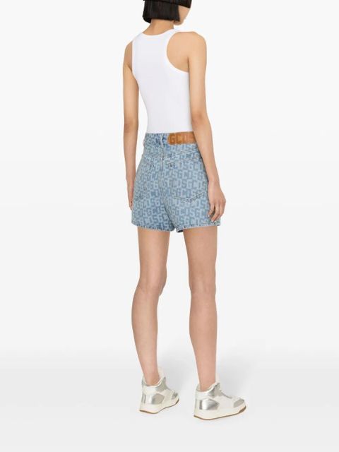 GCDS monogram high-rise denim shorts - Blue