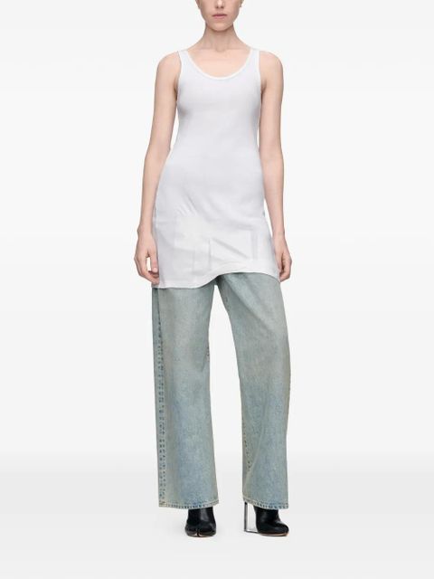 Maison Margiela sheer-panel long cotton top - White - zdjęcie produktu nr 2