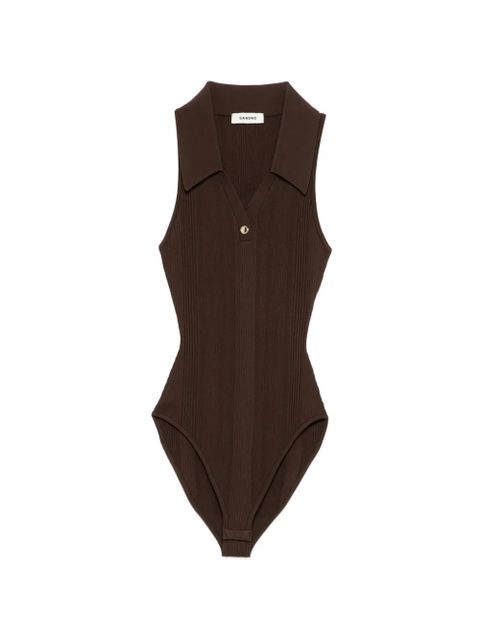SANDRO polo-collar bodysuit - Brown - zdjęcie produktu nr 1
