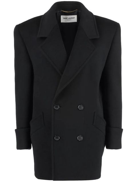 Saint Laurent double-breasted wool coat - Black - zdjęcie produktu nr 1
