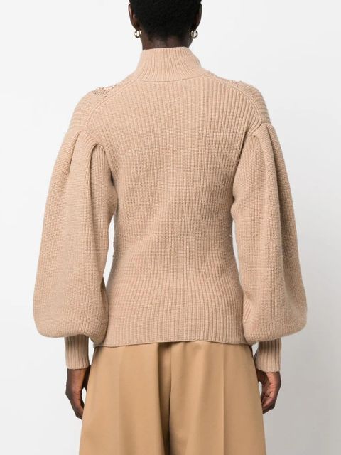 Ulla Johnson crochet-detail merino jumper - Brown