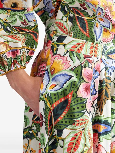 ETRO floral-print pleated midi skirt - White