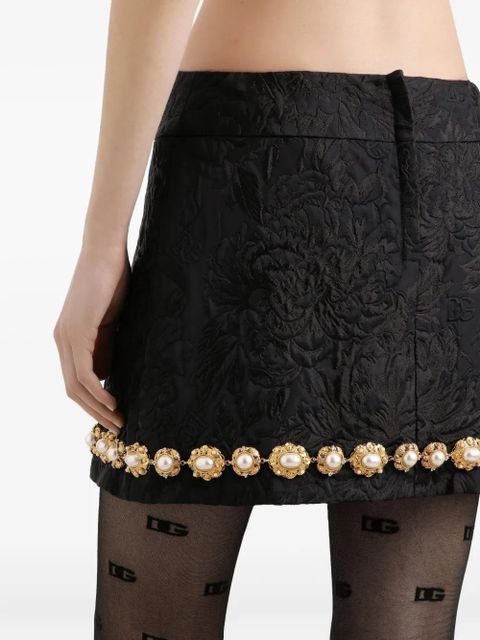Dolce & Gabbana DNA pearl-detailing mini skirt - Black