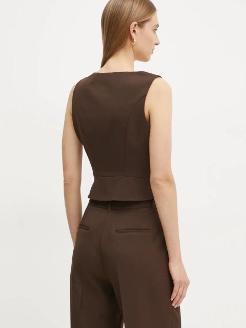 Guess kamizelka kolor brązowy jednorzędowa W5RH85 WGX02