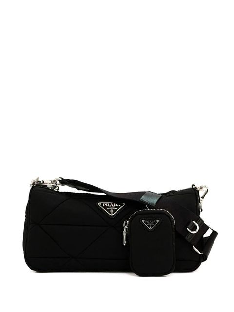Prada enamel triangle-logo shoulder bag - Black - zdjęcie produktu nr 1