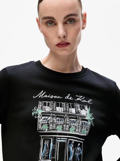 Karl Lagerfeld bluza bawełniana damska kolor czarny z nadrukiem A4W20065 - zdjęcie produktu nr 2