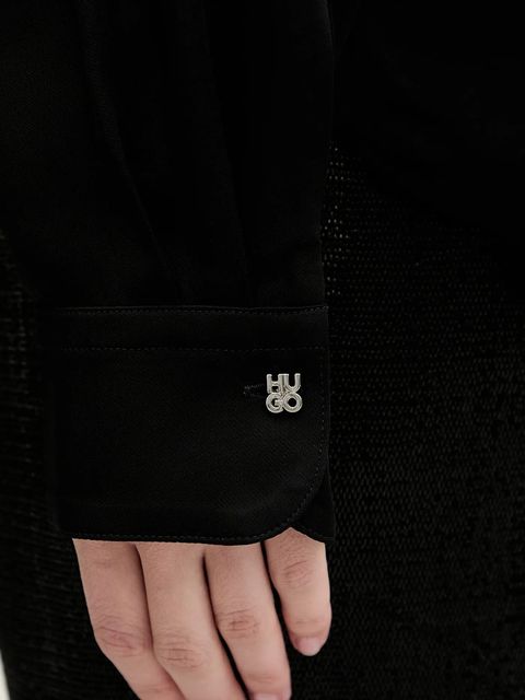 HUGO koszula damska kolor czarny regular z wiązanym dekoltem 50550779 - zdjęcie produktu nr 2