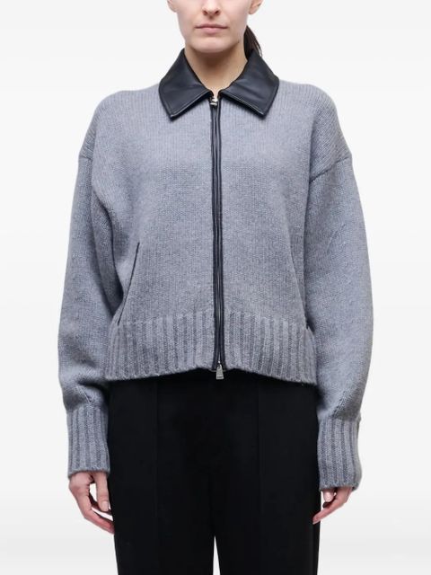 Simkhai zip-up leather-collar cardigan - Grey - zdjęcie produktu nr 1