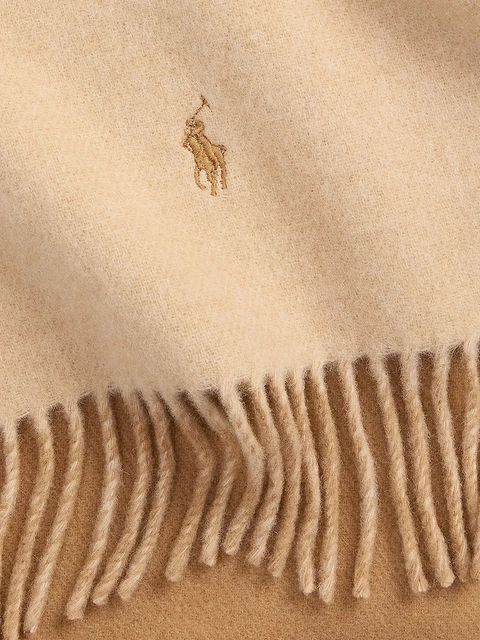 Polo Ralph Lauren szalik wełniany kolor beżowy gładki 455954371