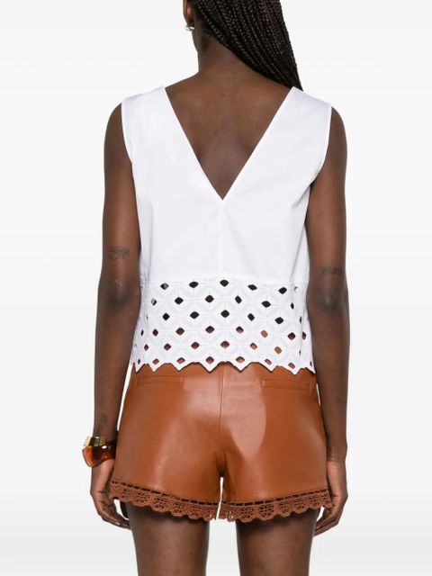 Max Mara BCHMAGGIO broderie-anglaise-detail top - White